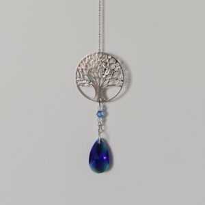 Raamhanger tree of life met kristal blauw