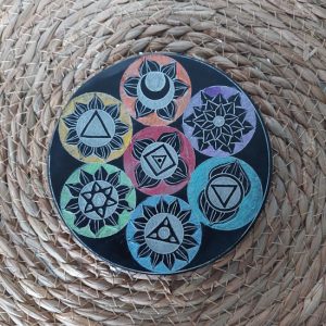 Wierookhouder rond zeepsteen 7 chakra's